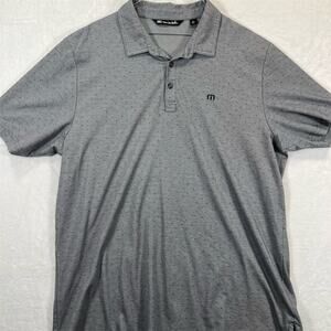 TravisMathew Men's XL Polo Shirt Heather Grey Geometric Prin